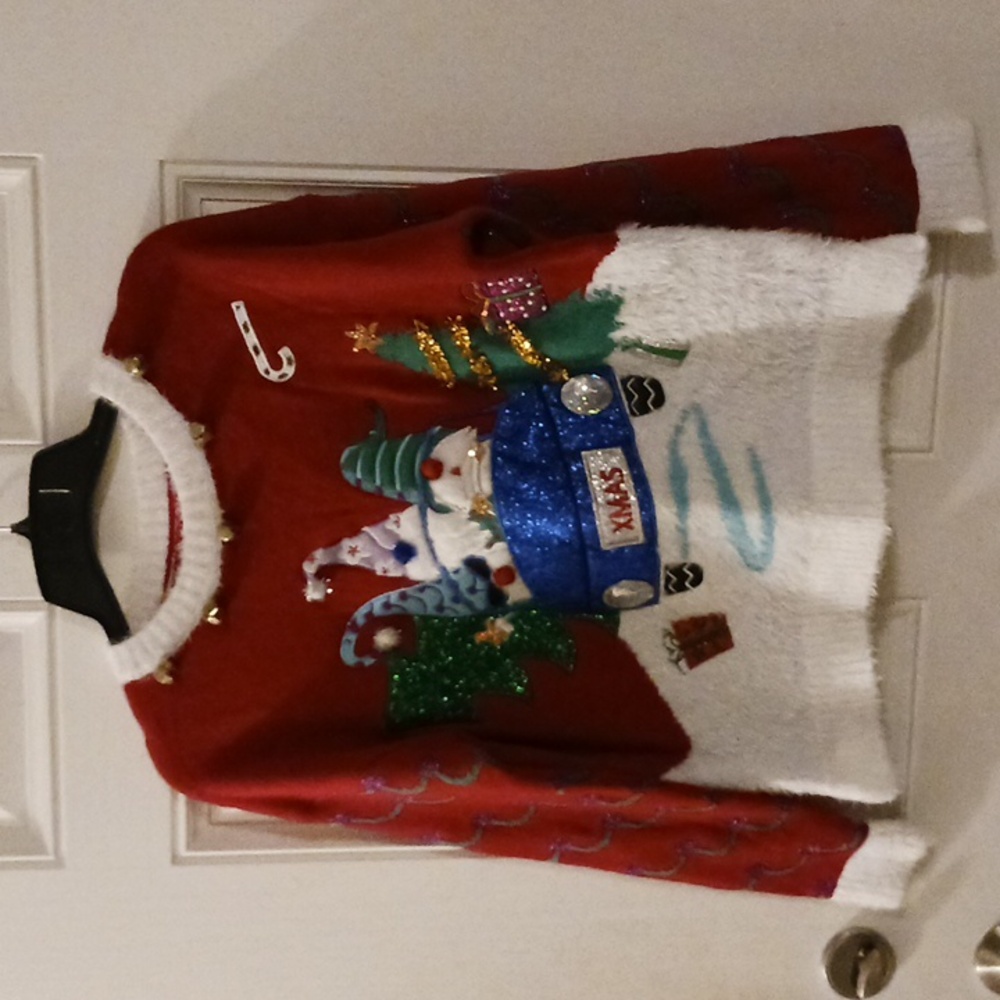 ****Blizzard Bay 3 Gnomes In Christmas Car Holiday Sweater Size Small